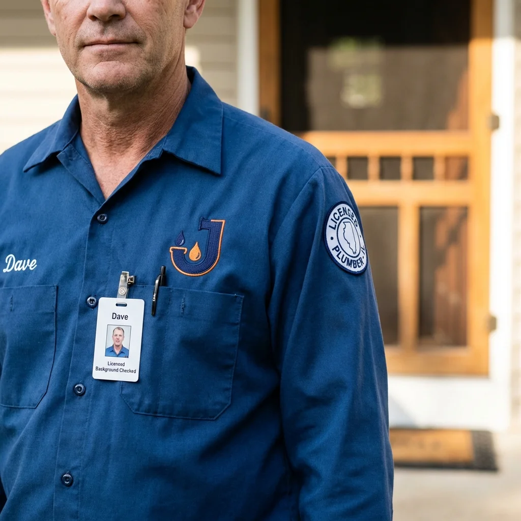 Licensed plumber showing ID badge in Loganville, GA