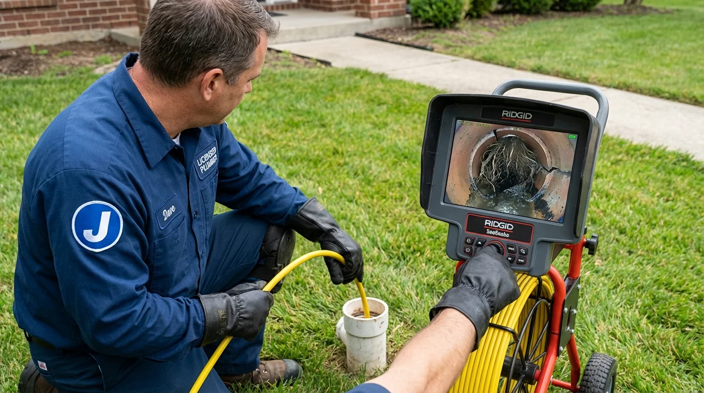 Sewer camera inspection being performed by Johns Plumbing LLC in Loganville