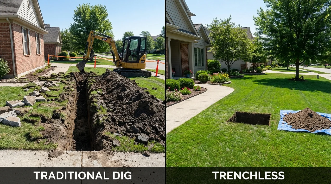 Trenchless sewer repair with minimal yard damage versus traditional excavation in Loganville, GA